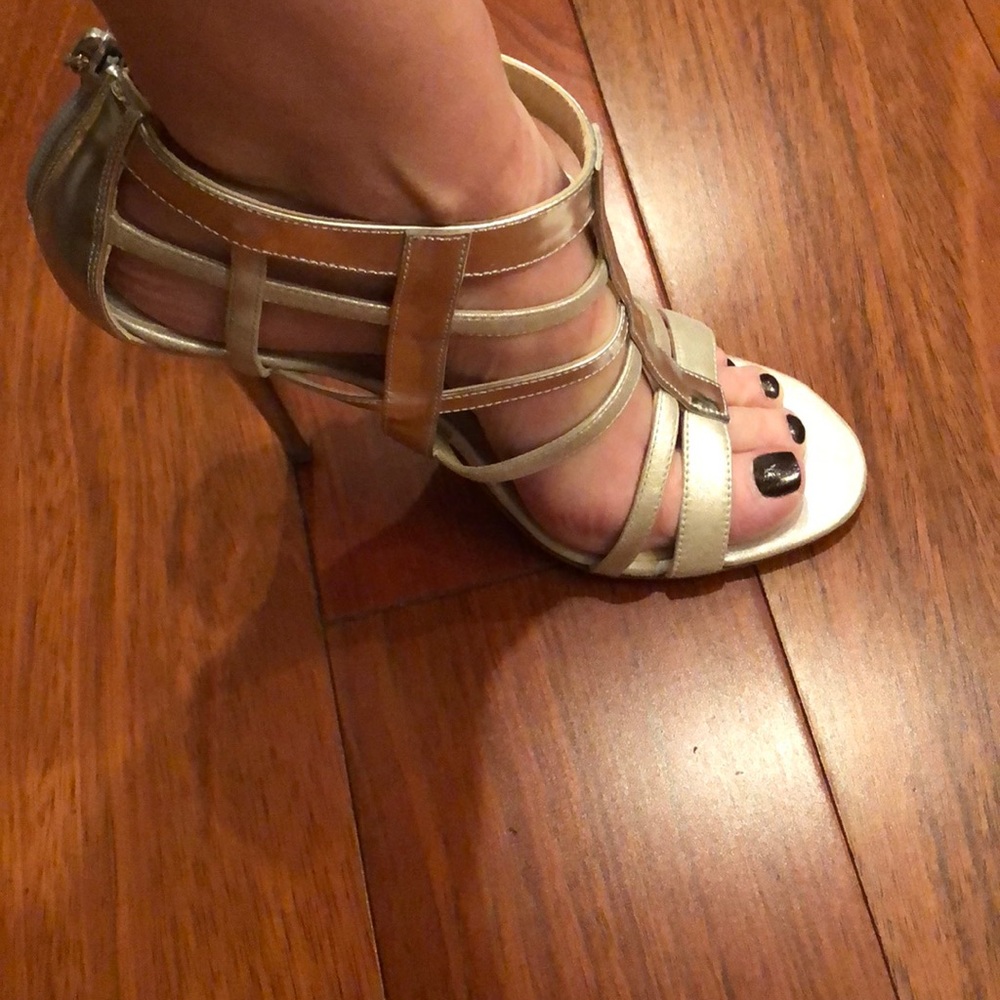 Jimmy Choo silver cage sandal pump